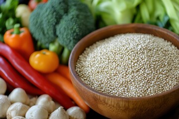 Bowl of nutritious quinoa and fresh veggies Healthy Eating Diet Vegetarian Cooking idea