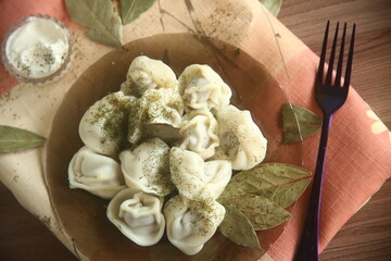dumplings with meat on the table