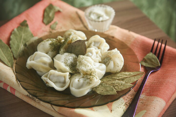 tasty dumplings with bacon