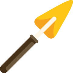 Simple flat vector illustration of a triangular trowel with a wooden handle for construction and plastering work