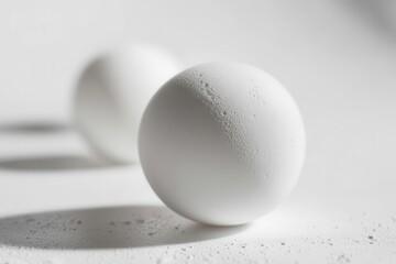 Closeup of a ping pong ball against a white backdrop