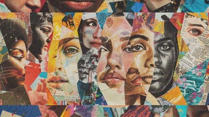 Collage of Fragmented Faces