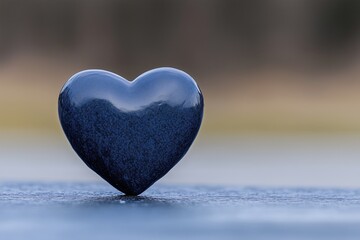 Fototapeta premium Blue Heart-Shaped Object on a Blue Surface