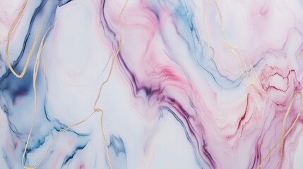 Abstract Swirling Pattern with Pink, Blue, and Gold Accents