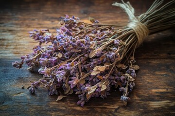 Naklejka premium Dried Greek oregano bundle Origanum vulgare hirtum