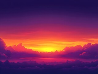 Obraz premium A breathtaking view of a sunset, featuring vibrant shades of orange, pink, and purple illuminating the sky and reflecting off the tranquil ocean waters below.