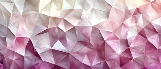 Naklejka premium A stunning abstract geometric background featuring a blend of soft pink and white hues, showcasing a harmonious interplay of triangular shapes with a modern feel.