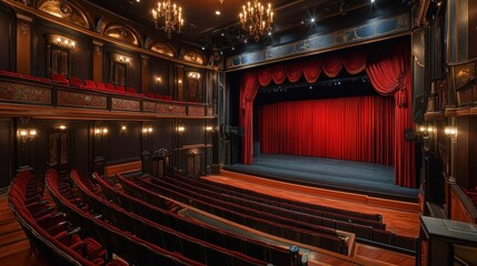 A View of an Empty Theater Stage and Seating