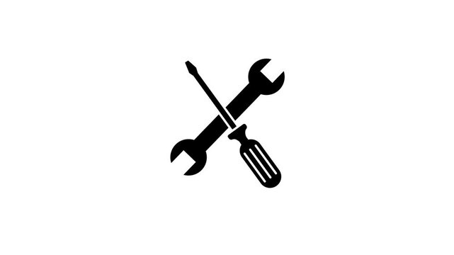 Wrench and screwdriver repair tools icon. service tools icon. Servicing concept logotype icon animation.