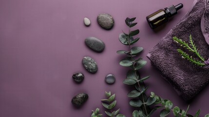 spa stones and towel