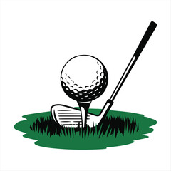 Golf icon. Crossed golf clubs or sticks with ball on tee. Vector illustration.