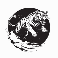 Tiger Jump Image Vector. Illustration of a Tiger Jump Image isolated on white background.