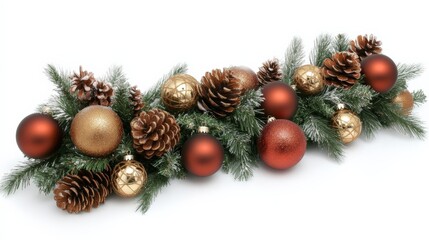Elegant Christmas Arrangement with Ornaments and Pinecones