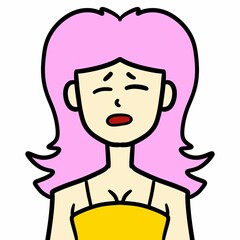 cartoon woman with face on white