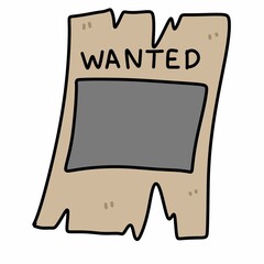 doodle cartoon wanted icon. isolated on white background.