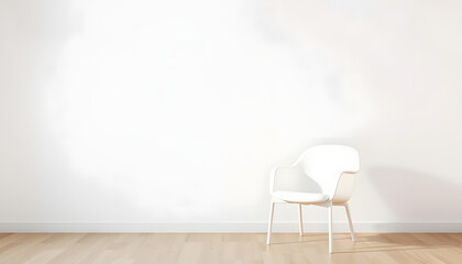 White chair against a wall mockup isolated with white highlights, png