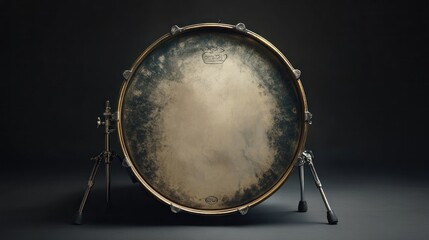 Bass Drum with Worn Finish and Chrome Hardware