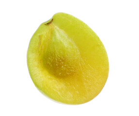 Half of ripe plum isolated on white