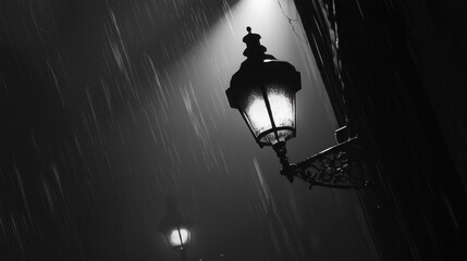 Rainy Night Street Lamp