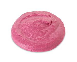 Sample of tasty beetroot hummus isolated on white