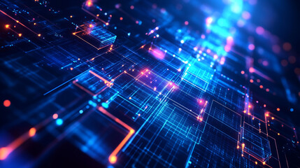 Obraz premium abstract digital background for wallpaper. blue light lines