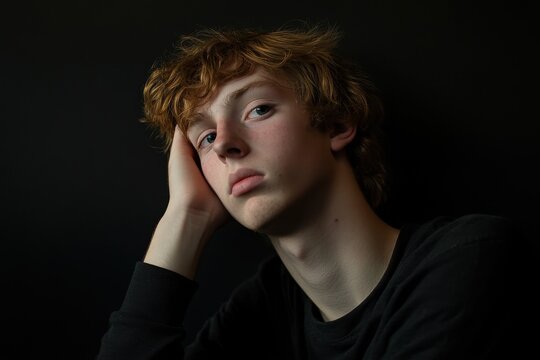 dejected young man in defeat posture