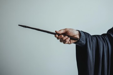 sorcerer with spellcasting stick on white background