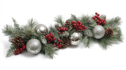 Fototapeta premium Festive Holiday Garland with Ornaments and Pine Cones