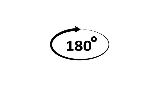 180 Degree rotation icon animation. Gyroscope icon. round arrow rotating animation.
