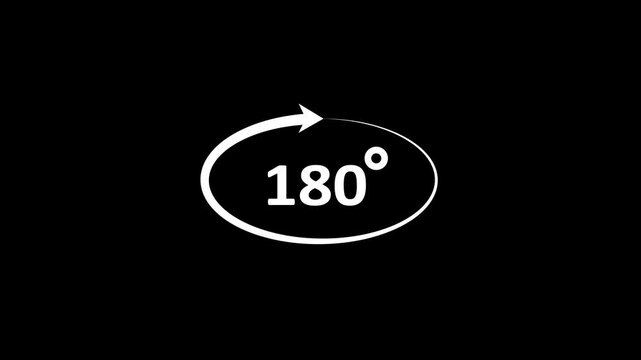 180 Degree rotation icon animation. Gyroscope icon. round arrow rotating animation.