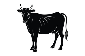 Fototapeta premium cow vector, icon vector illustration, cow silhouette of a cow isolated on a white background, eps, png, svg, vector,