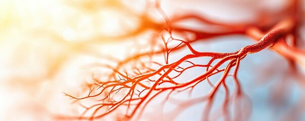 Colorful abstract close-up of delicate tree branches.