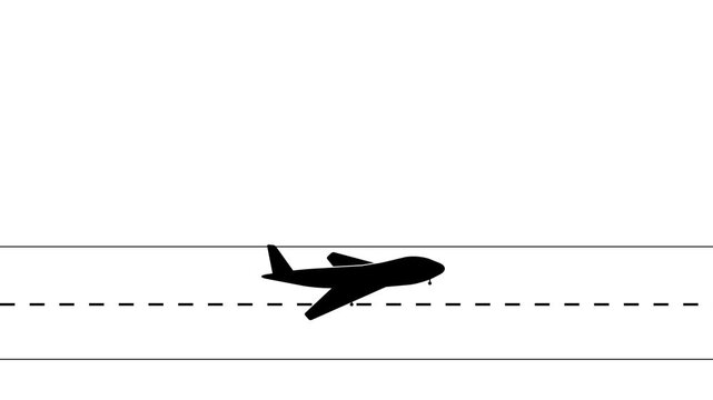 Airplane landing animation. The plain is landing at the airport. plain landing icon logotype background.