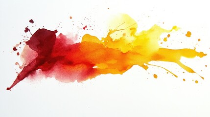 Vibrant Watercolor Splash in Red and Yellow Hues