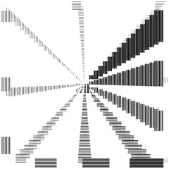 Radial stripe pattern. Geometric striped icon. Black and white line design. Symmetric graphic element.