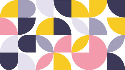 Obraz premium Abstract Geometric Pattern Artwork. Retro colors yellow, pink, blue dark and white background.