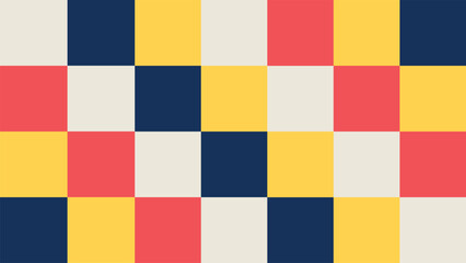 Abstract Rectangle Geometric Pattern Artwork. Retro colors yellow, pink, blue dark and white background.