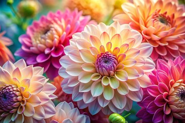 Fototapeta premium Macro Photography of Delicate Flowers with Watercolor Technique Inspiration for Artists and Painters, Capturing Intricate Details in Nature's Palette
