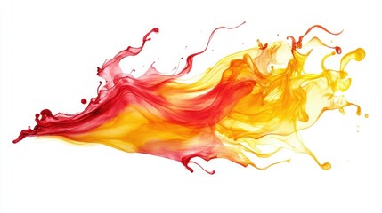 Vibrant Red and Yellow Flowing Liquid Artwork