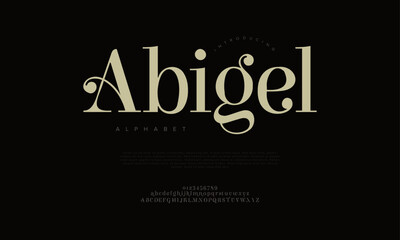 Abigel typography beauty fashion elegant minimalist serif italic fonts decorative wedding vintage retro logos. Minimal luxury font alphabet logo. Vector illustration