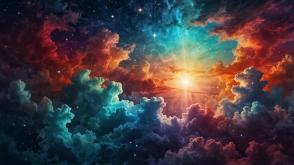 Fantasy Background Dreamy Sky with Color - generative ai