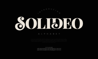 Obraz premium Solideo typography beauty fashion elegant minimalist serif italic fonts decorative wedding vintage retro logos. Minimal luxury font alphabet logo. Vector illustration
