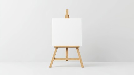 Blank Canvas on Wooden Easel in Minimalist Setup