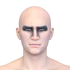 ホラーメイクアップの男性　3DCGレンダリング