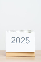 2025 Year Calendar on table in office background. countdown, Happy New Year, Resolution, Year End and New Start and Goals Plan Action Concept