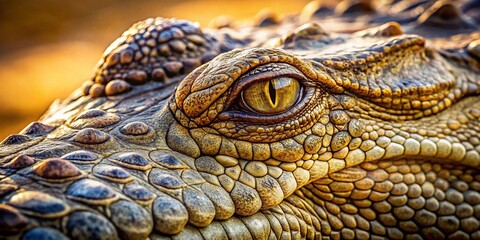 Fototapeta premium Minimalist Photography of Crocodile Skin Texture Showcasing Unique Patterns and Colors in a Soft Natural Light Setting for a Sophisticated Aesthetic Appeal