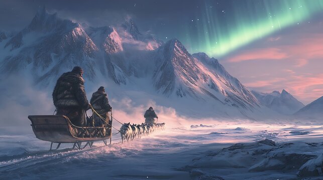 Dog Sledding Under the Northern Lights