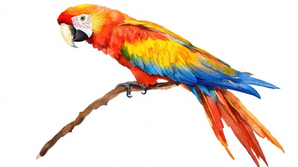 Obraz premium Vibrant Watercolor Parrot on Branch