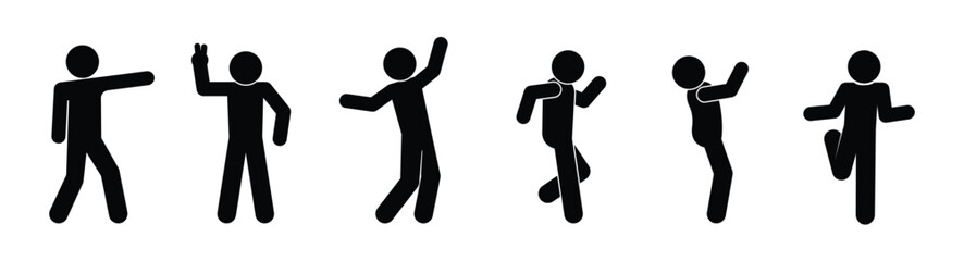 human figure icon, set of human stick silhouettes