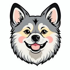 Fototapeta premium Norwegian elkhound dog head logo vector cartoon illistration